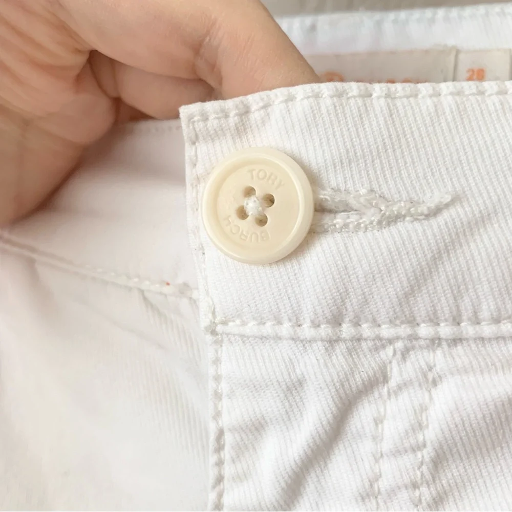 Tory Burch white cotton long shorts